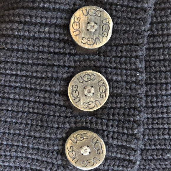UGG Knit Long Boots Woven Big Button Black Size 5 - Picture 4 of 6